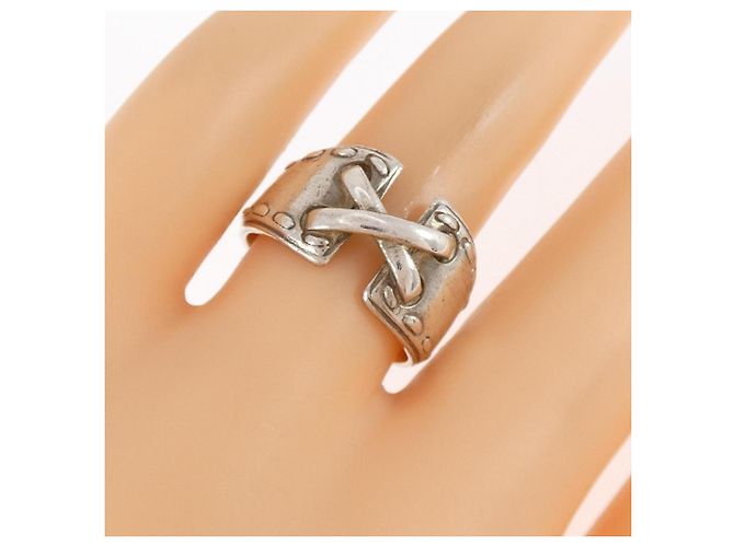 Hermès Hermes Mexico Silver Band Ring Silvery - view 5