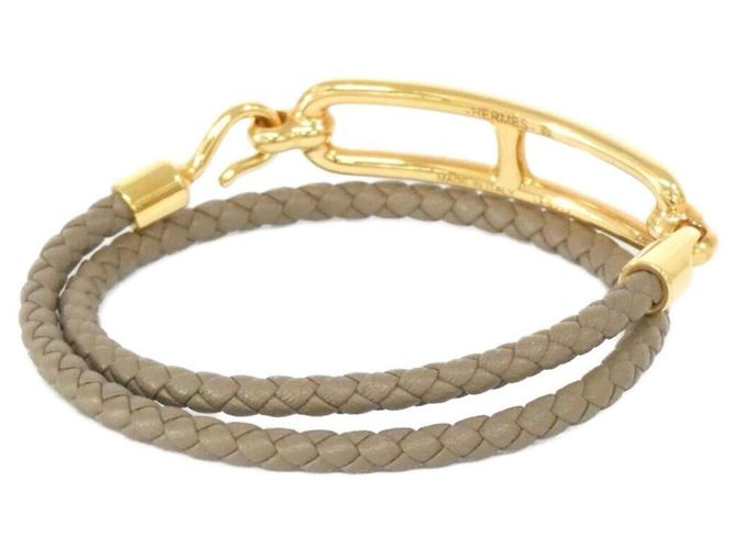 Hermès Pulsera Charm Relief Double Tour Hermes Beige Gris pardo - vista 2