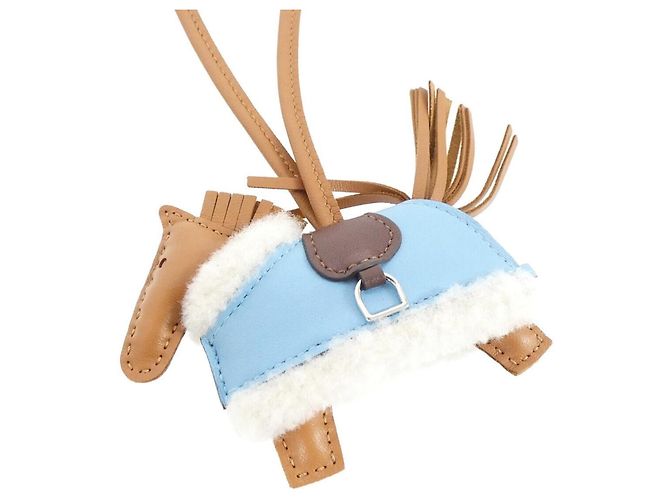 Hermès Rodeo Robeo Plush Accessory Bag Charm PM Blau - Ansicht 2