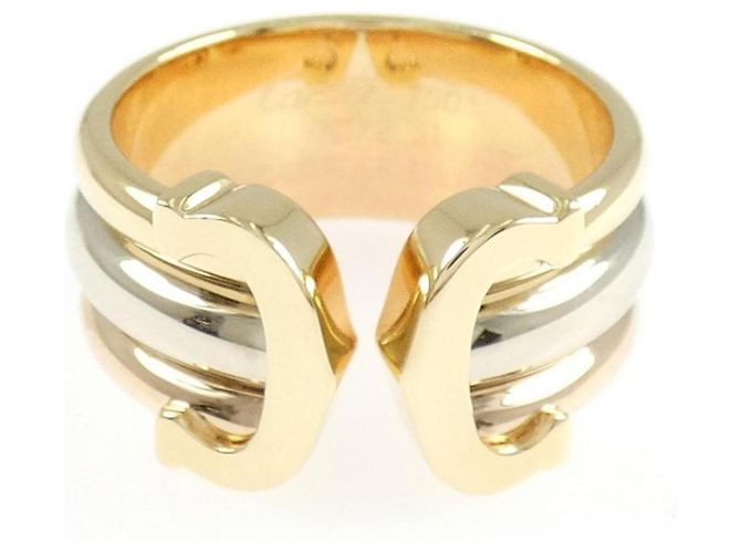 Cartier 2C Band Ring aus 18K Dreifarbigem Gold Golden - Ansicht 2