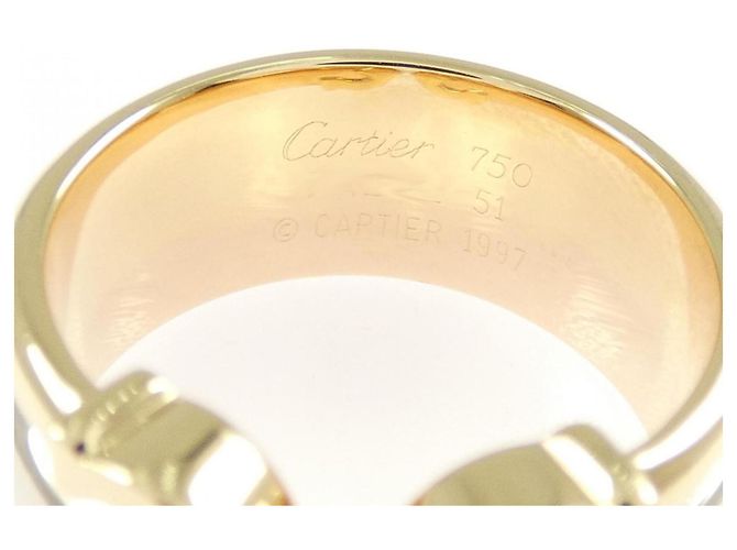 Cartier 2C Band Ring aus 18K Dreifarbigem Gold Golden - Ansicht 3