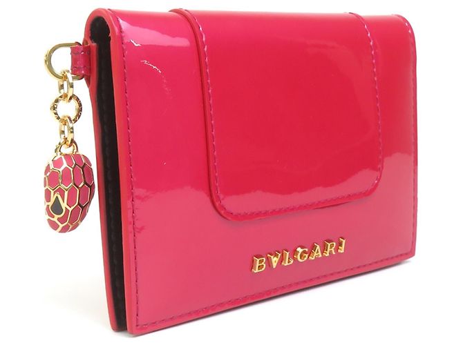 Bulgari Bvlgari Serpenti Forever Tarjetero de piel charol rosa - vista 2