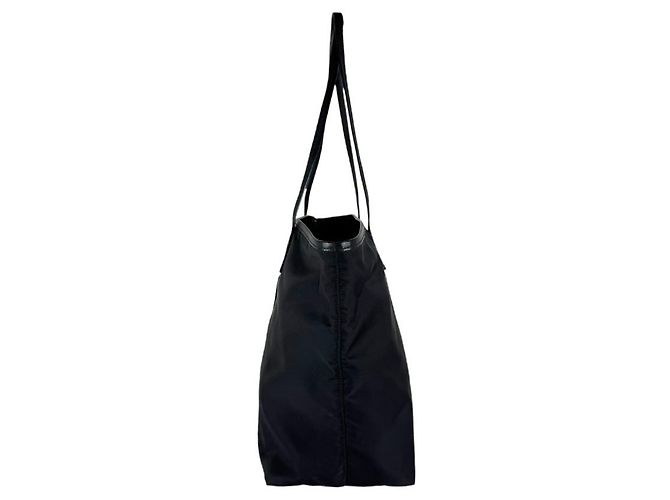 Tote Sac cabas Prada en nylon et velours Noir Bleu - vue 2