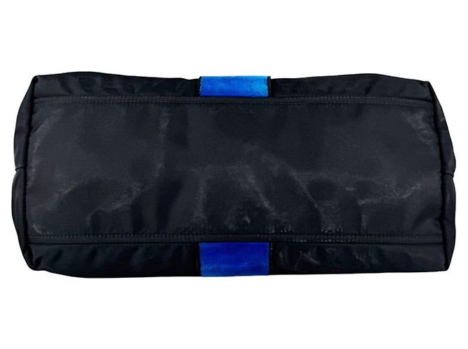 Tote Sac cabas Prada en nylon et velours Noir Bleu - vue 4