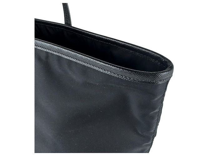 Tote Sac cabas Prada en nylon et velours Noir Bleu - vue 6