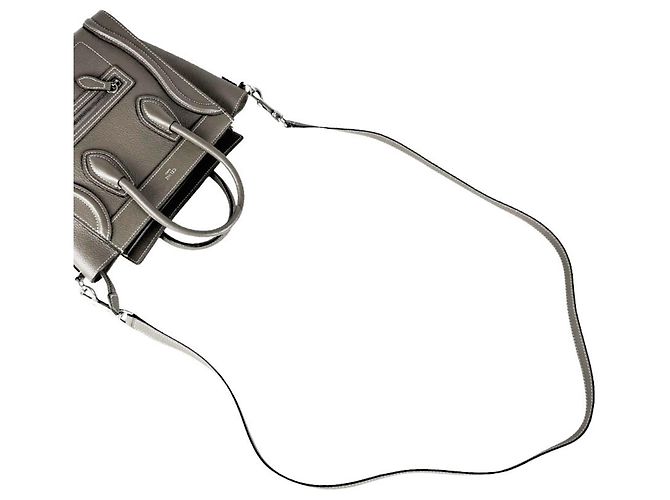 Céline Borsa a tracolla in pelle Celine Luggage Nano Shopper Grigio - vista 10