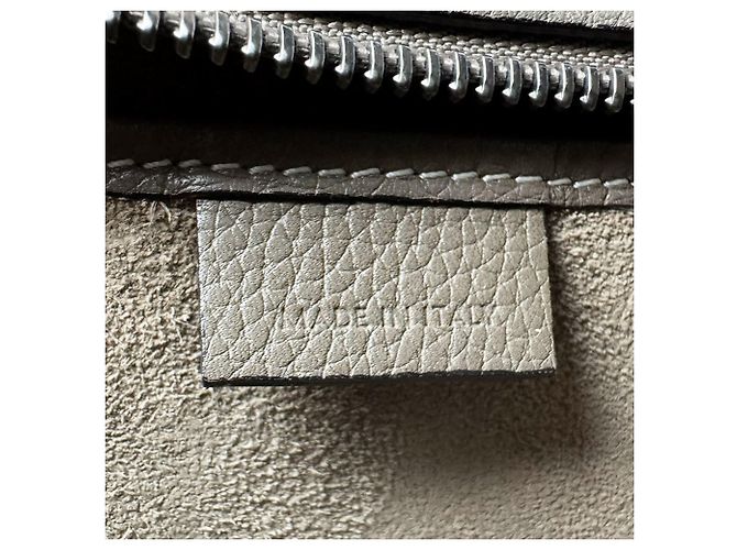 Céline Borsa a tracolla in pelle Celine Luggage Nano Shopper Grigio - vista 13