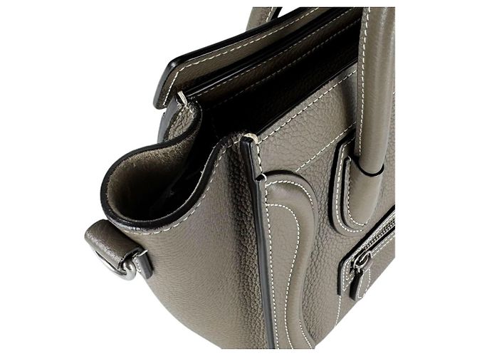Céline Borsa a tracolla in pelle Celine Luggage Nano Shopper Grigio - vista 6