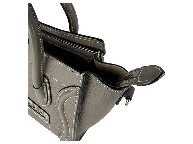 Céline Borsa a tracolla in pelle Celine Luggage Nano Shopper Grigio - vista 7