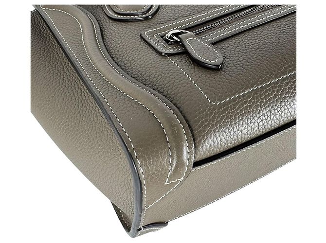 Céline Borsa a tracolla in pelle Celine Luggage Nano Shopper Grigio - vista 8