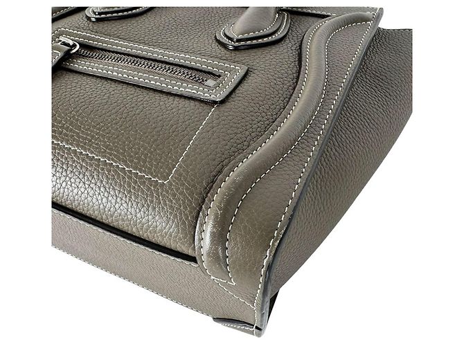 Céline Borsa a tracolla in pelle Celine Luggage Nano Shopper Grigio - vista 9