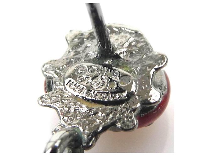 Chanel Ladybug Stecker-Ohrringe in Rot und Gunmetal Metallisch - Ansicht 8