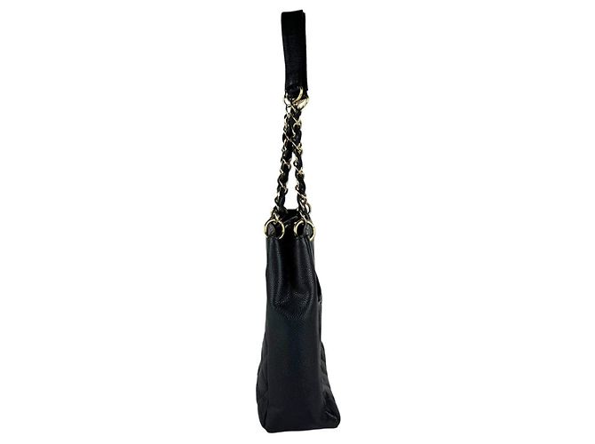 Sac à épaule Chanel en cuir de veau grainé noir - vue 2