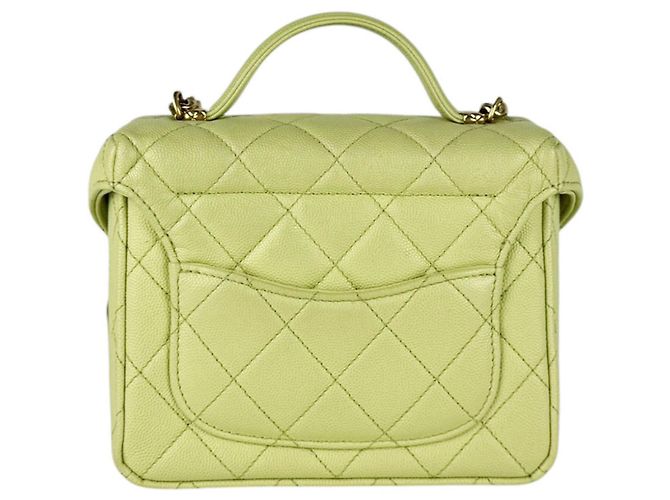 Bolsa de ombro Chanel em verde e amarelo - vista 3