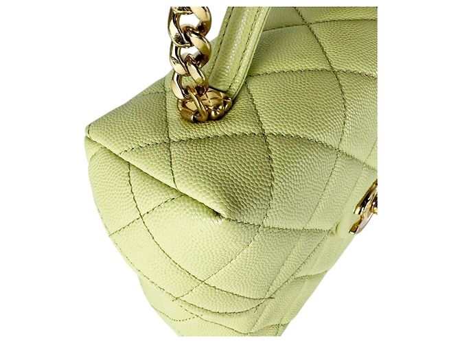 Bolsa de ombro Chanel em verde e amarelo - vista 6