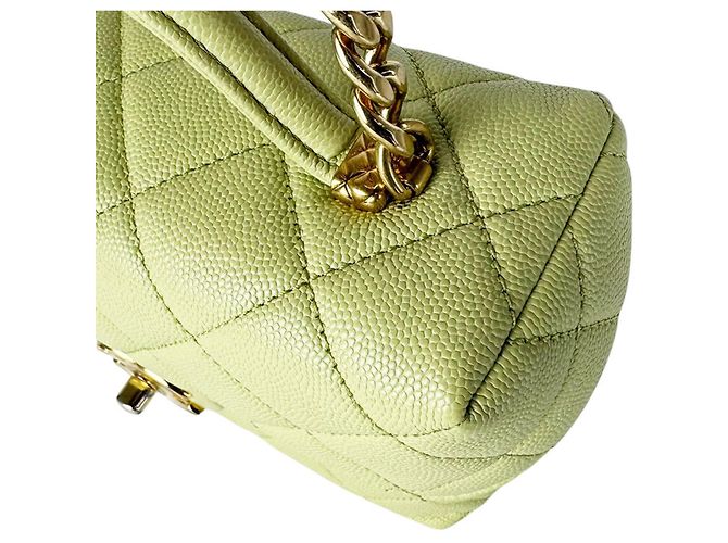 Bolsa de ombro Chanel em verde e amarelo - vista 7