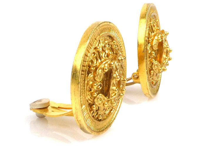 Boucles d'oreilles clips Chanel Gold Doré - vue 2