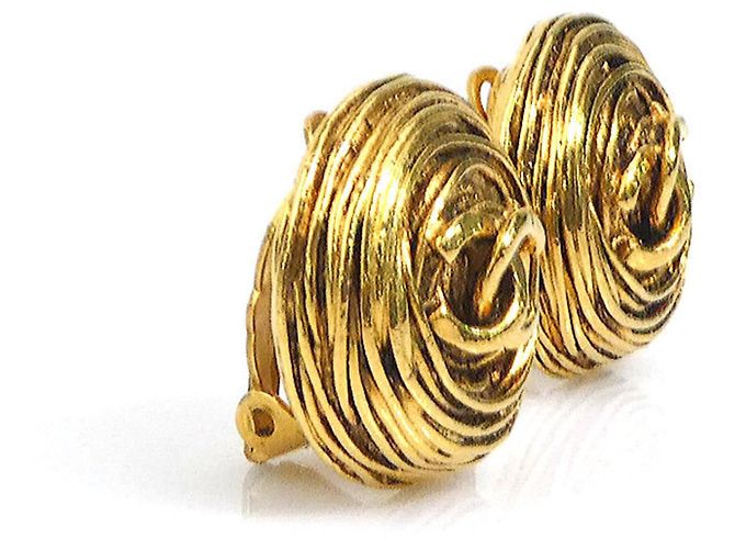 Chanel Gold Clip-Ohrringe Golden - Ansicht 2