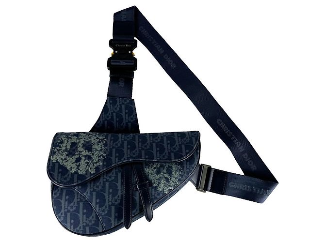 Borsa Saddle Tears Christian Dior in tela blu navy - vista 10