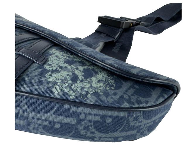 Borsa Saddle Tears Christian Dior in tela blu navy - vista 9
