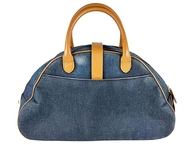 Bolsa Christian Dior usada Marrom Azul marinho - vista 3