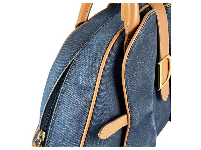 Bolsa Christian Dior usada Marrom Azul marinho - vista 7
