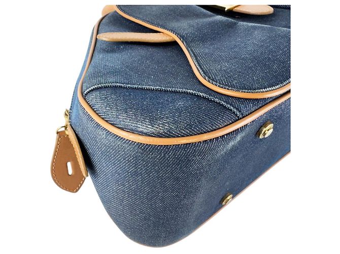 Bolsa Christian Dior usada Marrom Azul marinho - vista 8