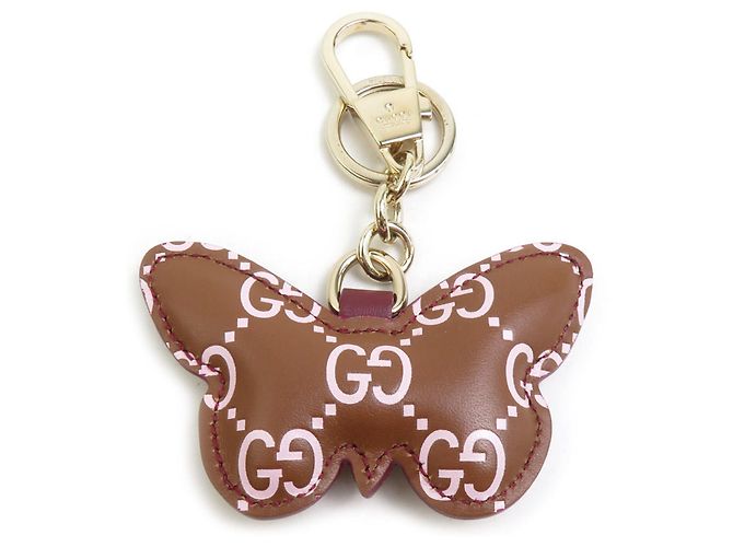 Portachiavi Gucci con charm a farfalla Marrone Rosa - vista 2
