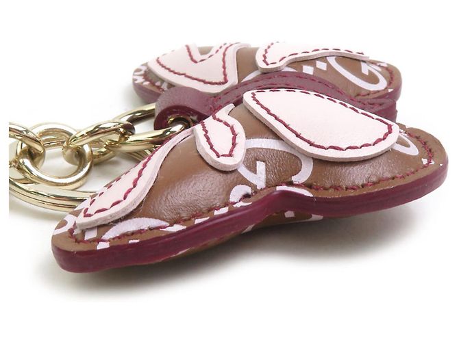 Portachiavi Gucci con charm a farfalla Marrone Rosa - vista 3