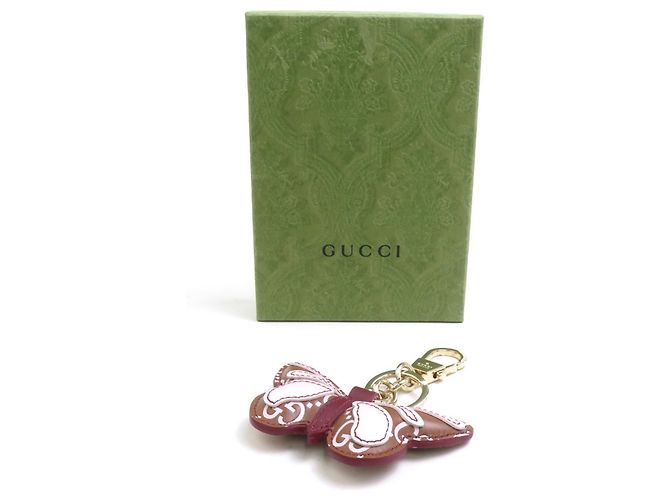 Portachiavi Gucci con charm a farfalla Marrone Rosa - vista 8