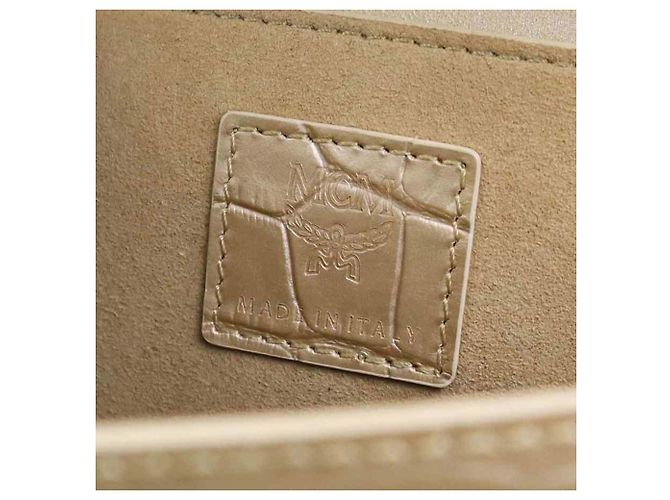 MCM Gold Embossed Leather Shoulder Bag Golden - view 10