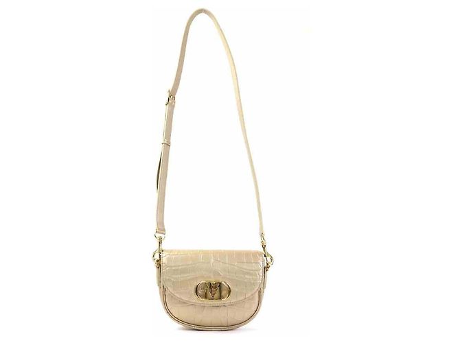 MCM Gold Embossed Leather Shoulder Bag Golden - view 14