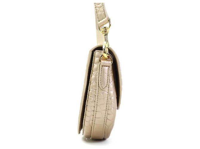 MCM Gold Embossed Leather Shoulder Bag Golden - view 2