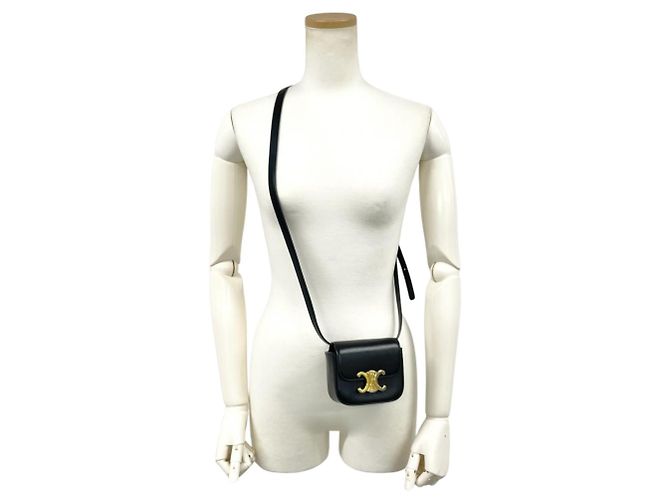 Céline Celine Mini Claude Triomphe Shoulder Bag Black - view 11