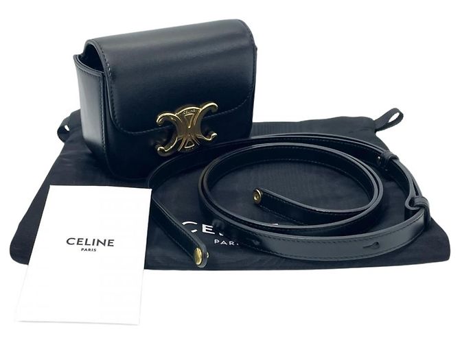 Céline Celine Mini Claude Triomphe Shoulder Bag Black - view 12
