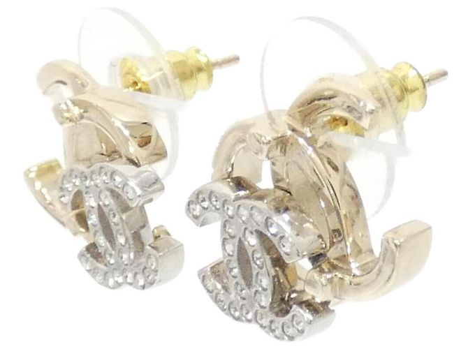 Brincos de pino Chanel AB6426 Prata Dourado - vista 2