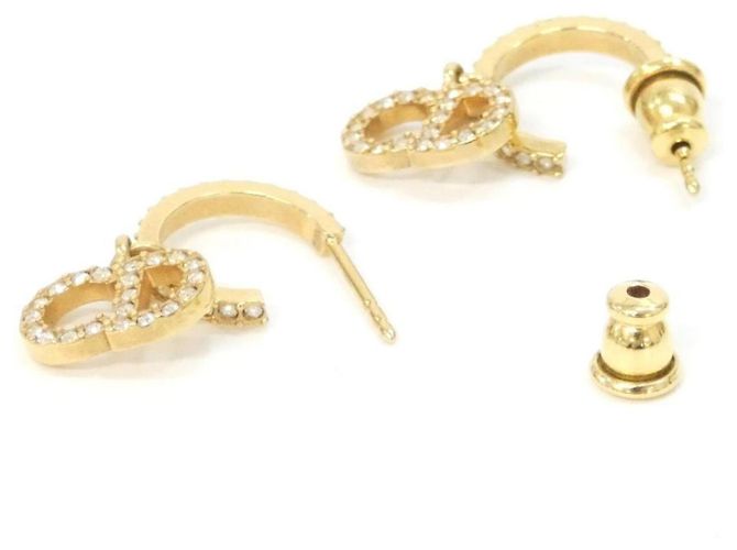 Pendientes de botón Christian Dior Claire Di Lune Castaño Dorado - vista 3