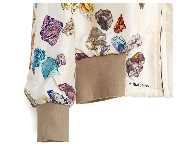 Hermès Reversible Bomberjacke aus Seidentwill - Minéraux Motiv Pink Mehrfarben - Ansicht 3