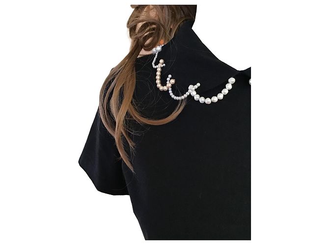 Comme Des Garcons Comme des Garçons Tricot Top de Algodão Preto com Pérolas - vista 2