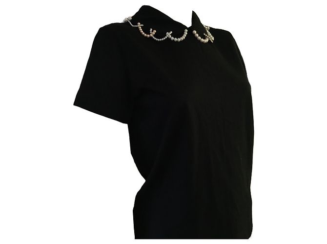 Comme Des Garcons Comme des Garçons Tricot Top de Algodão Preto com Pérolas - vista 4