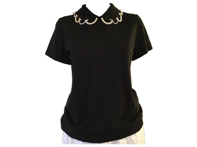 Comme Des Garcons Comme des Garçons Tricot Top de Algodão Preto com Pérolas - vista 5