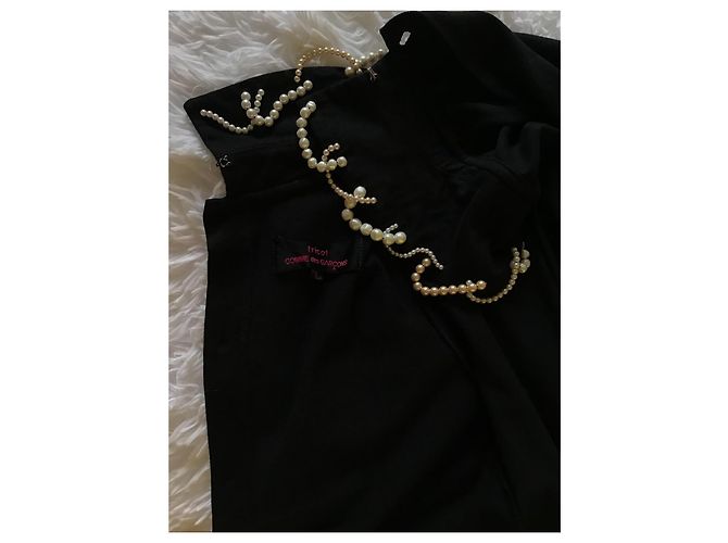 Comme Des Garcons Comme des Garçons Tricot Top de Algodão Preto com Pérolas - vista 7