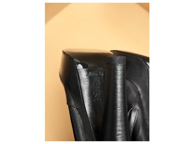 Stivaletti platform in pelle nera Louis Vuitton Nero - vista 10