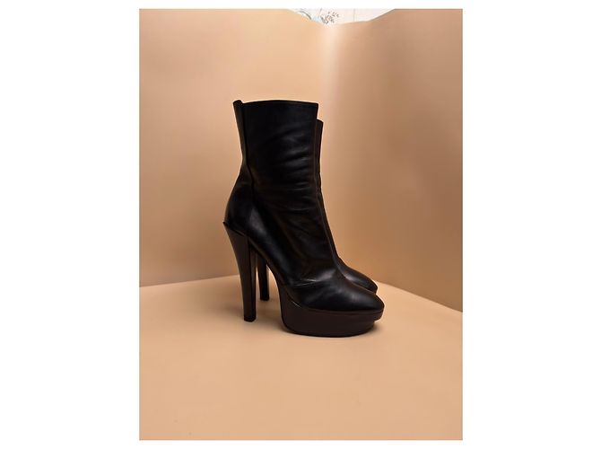 Stivaletti platform in pelle nera Louis Vuitton Nero - vista 2