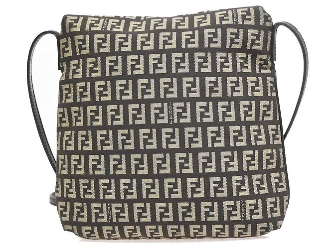 Fendi Vintage Flap Zucchino Canvas Small Marrone - vista 2