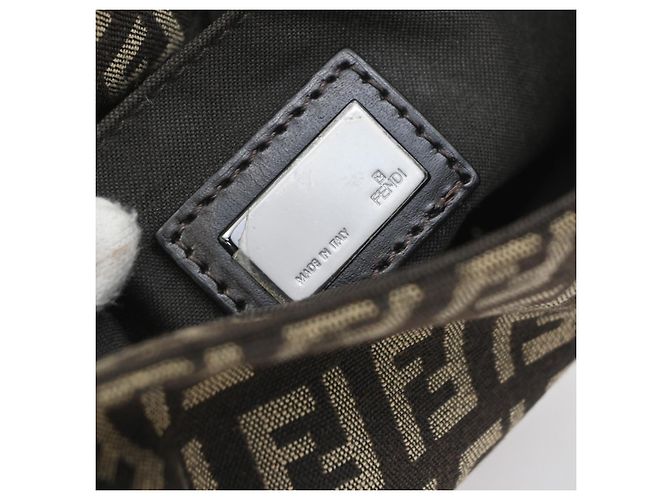 Fendi Vintage Flap Zucchino Canvas Small Marrone - vista 6