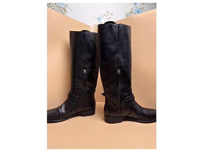 Botas altas de piel negra Burberry Negro - vista 10