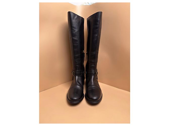 Botas altas de piel negra Burberry Negro - vista 3