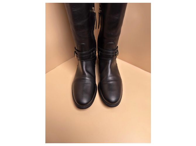 Botas altas de piel negra Burberry Negro - vista 4