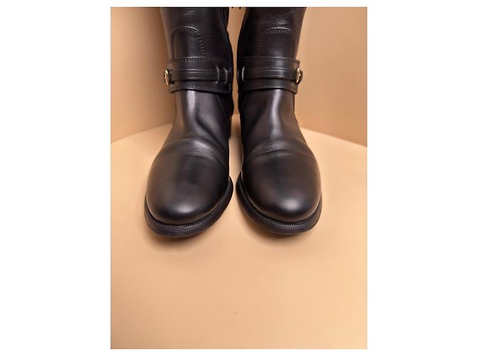 Botas altas de piel negra Burberry Negro - vista 5